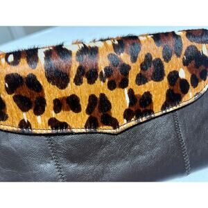 Chi desiged by Carlos Falchi Leopard Soft Leather Wristlet